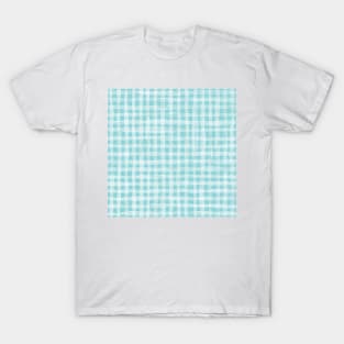 Light blue gingham textured stripes T-Shirt